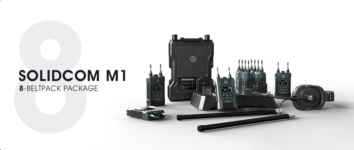 Hollyland Solidcom M1 with 8 belt packs