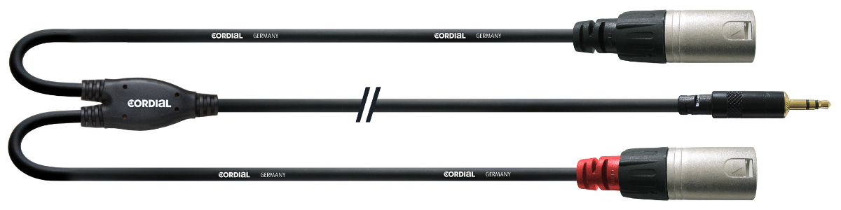 Cordial Y-kaapeli 3 m, mini stereoplugi/2 x XLR-uros
