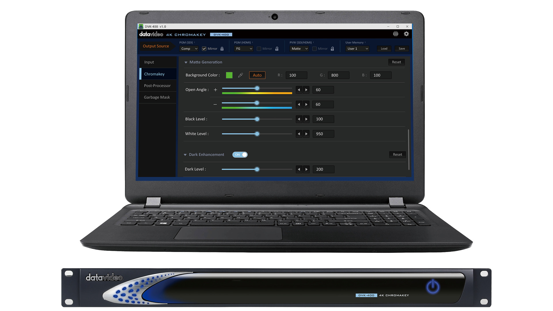 Datavideo DVK-400 4K 10 Bit Chromakey laite