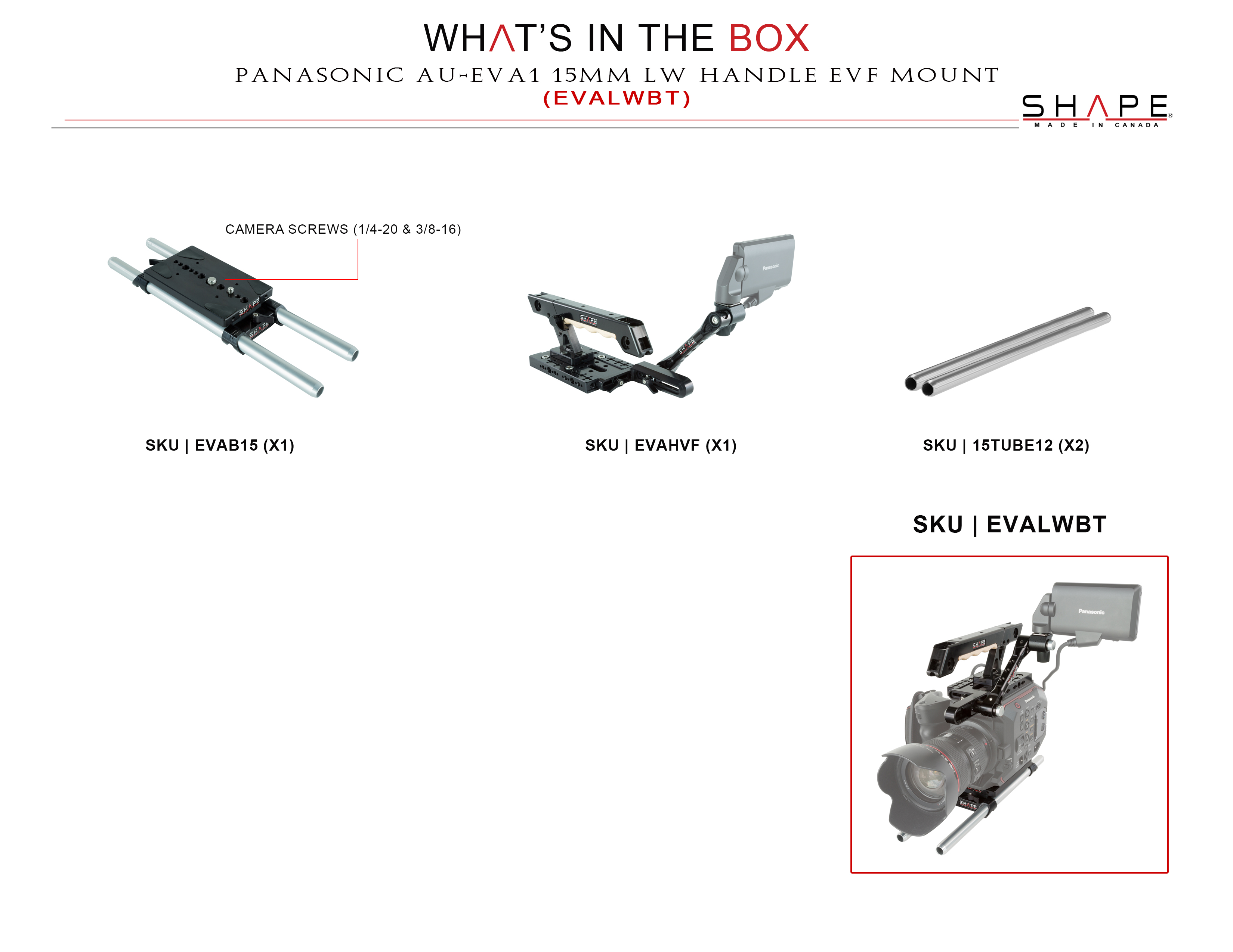 Shape PANASONIC AU-EVA1 15MM LW BASE + TOP PLATE W