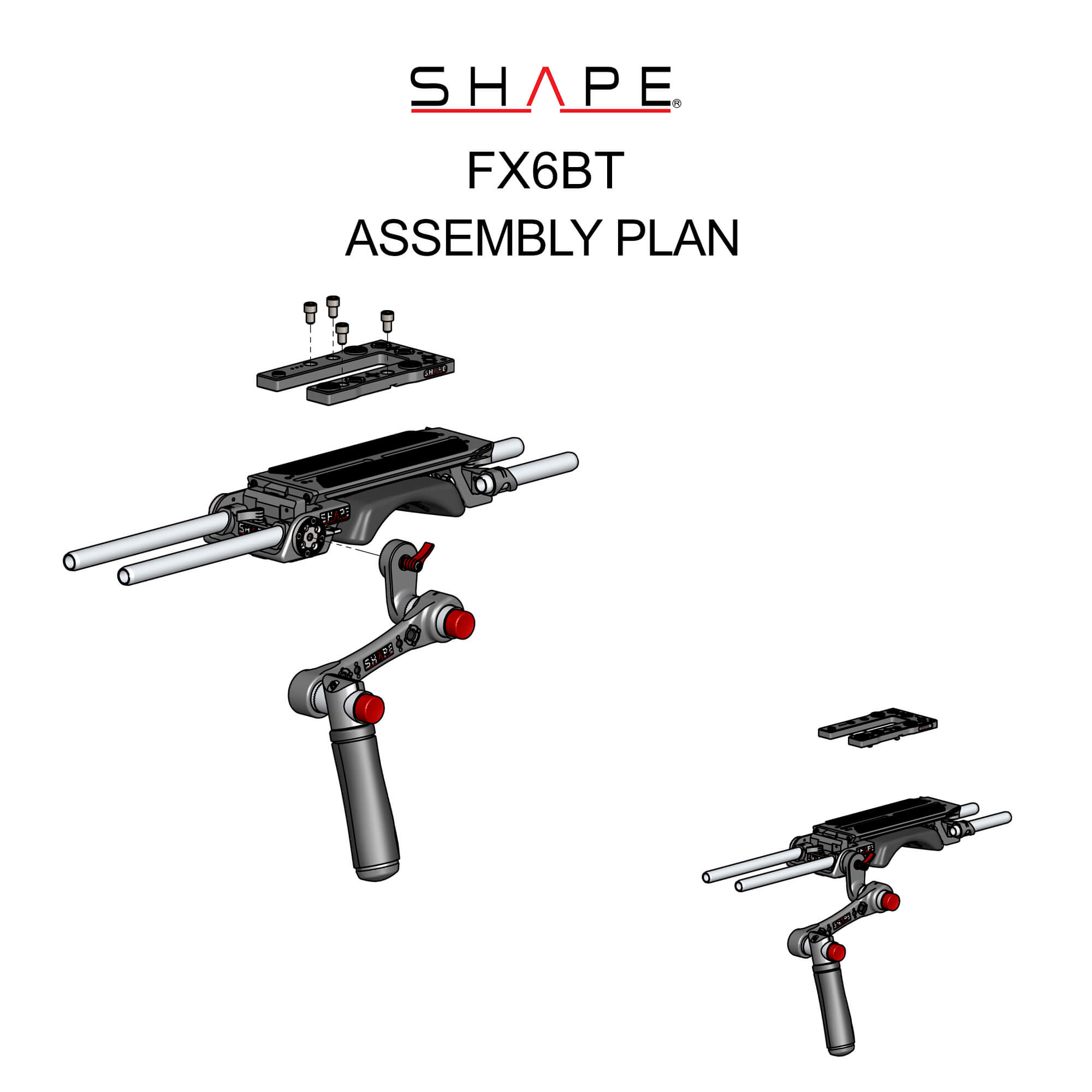 Shape Sony FX6 baseplate and top plate with handle
