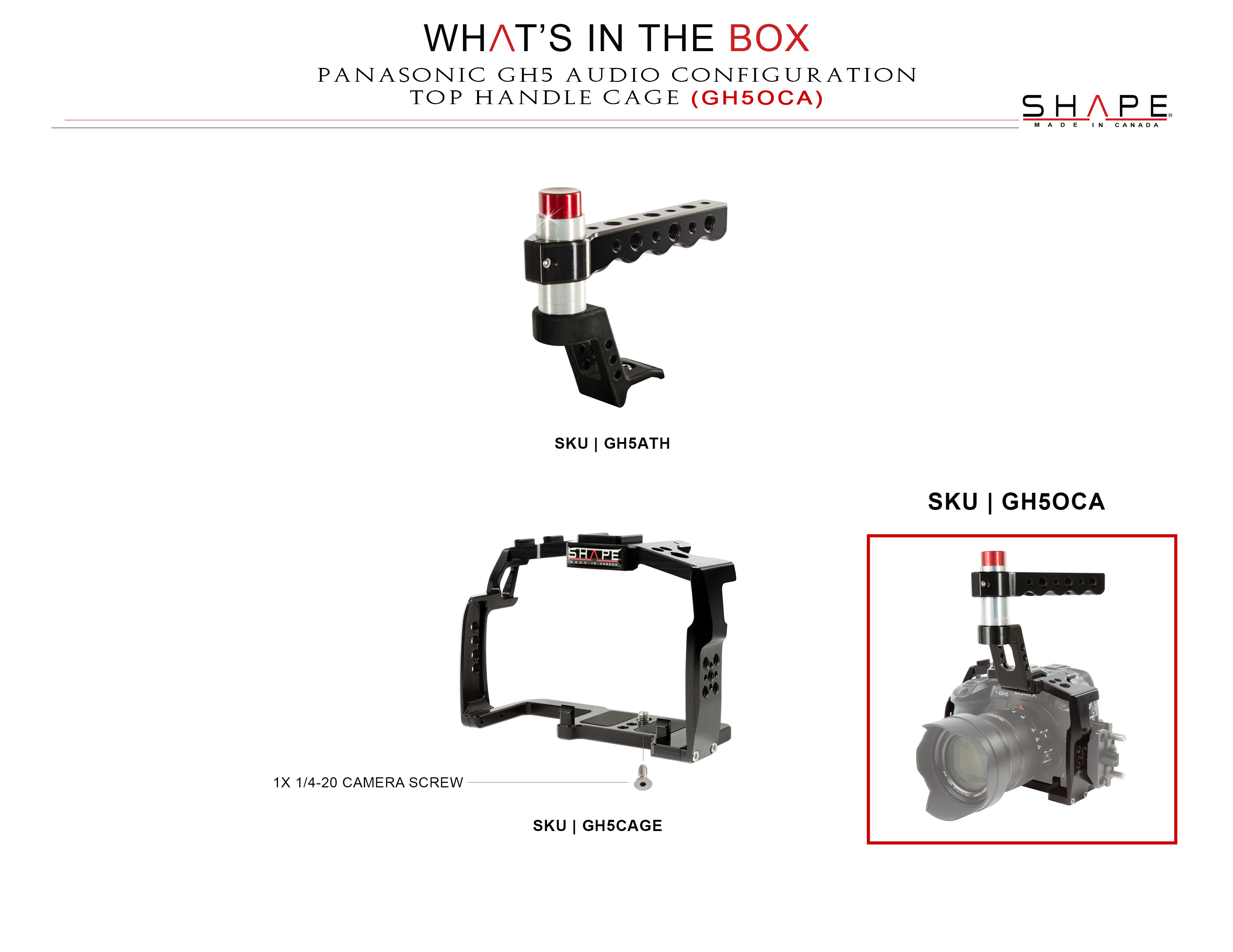Shape PANASONIC GH5 CAGE WITHPUSH-BUTTON TOP HAND