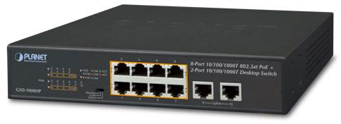 PLANET-GSD-1008HP 10 porttinen POE+ Ethernet-kytkin