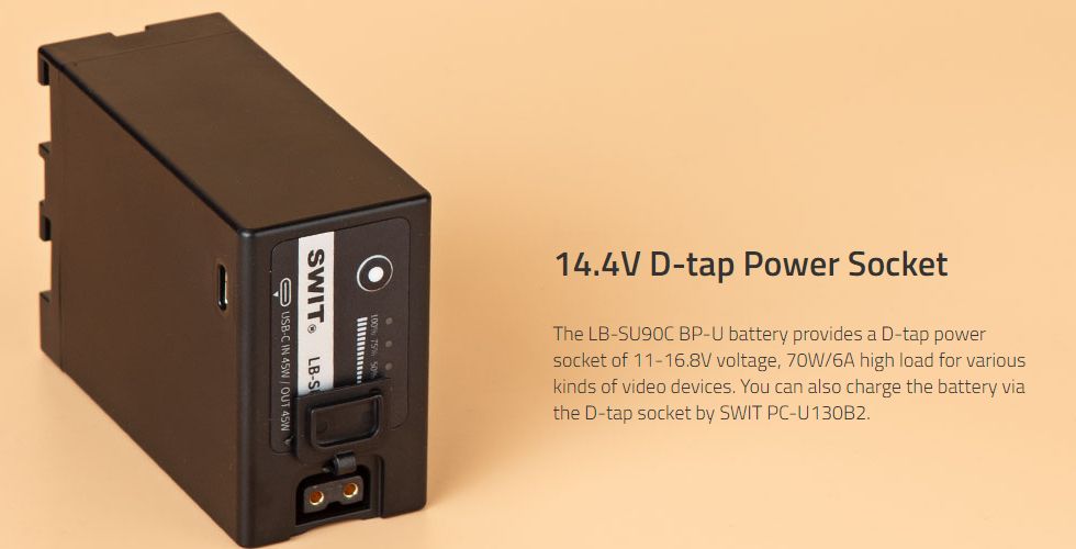 Swit LB-SU90  EX-akku Li-ion U-mount 90W USB-C, D-tap