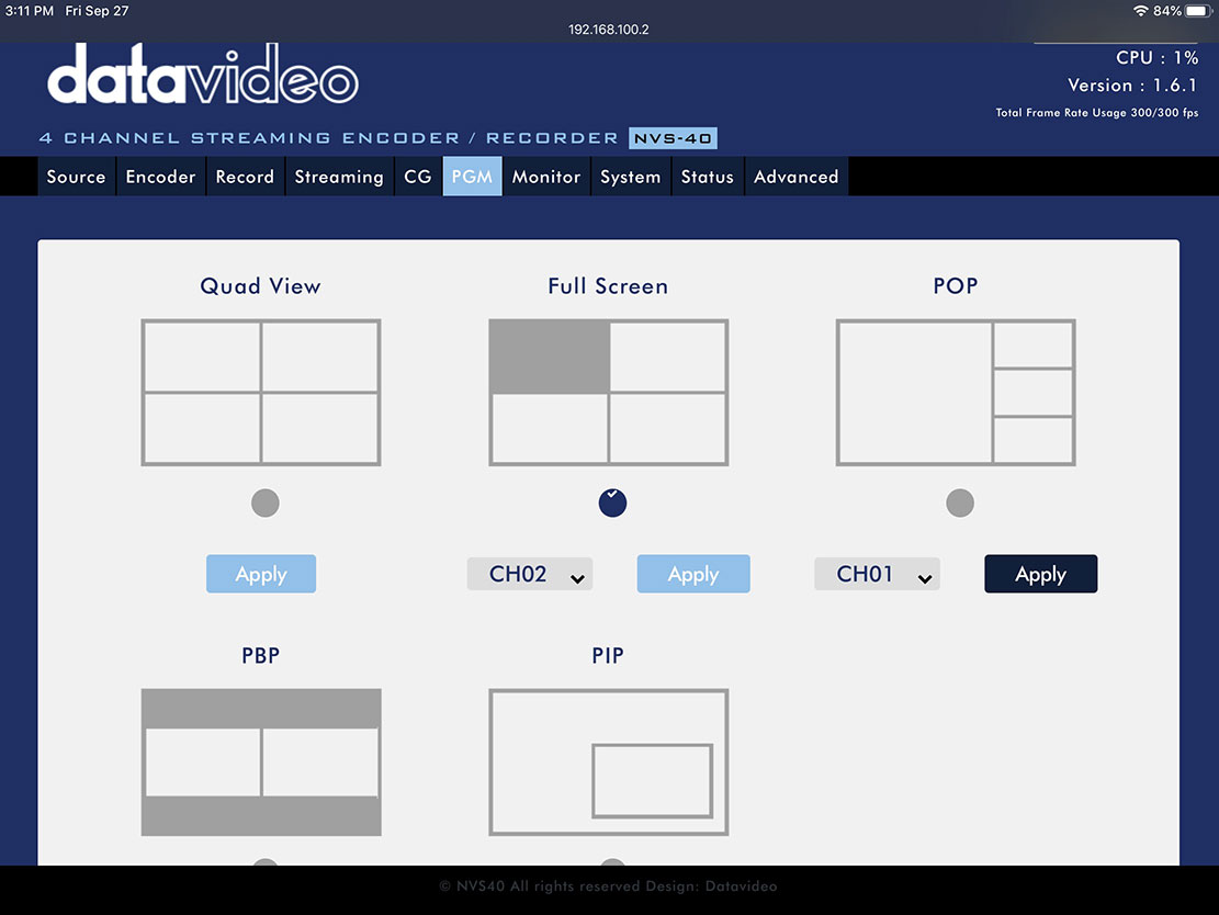 Datavideo NVS-40 4-ch Video streameri