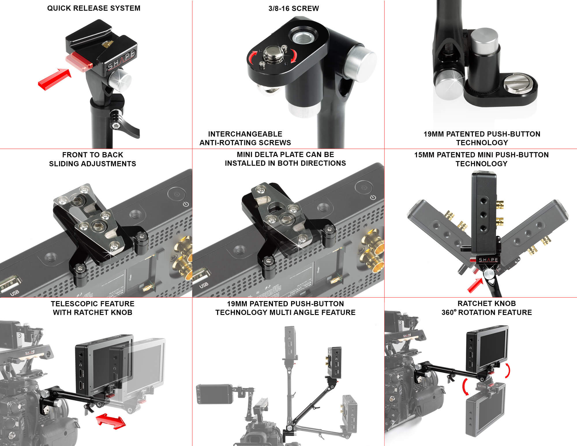Shape TELESCOPIC PUSH BUTTON MAGIC ARM