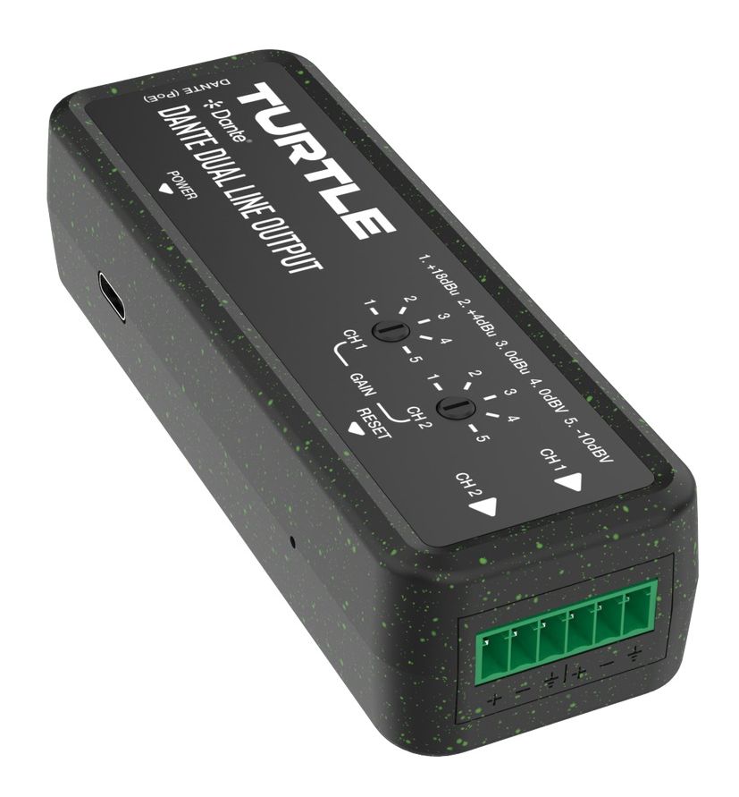 Turtle AV Dante Dual-Channel Analog Line Output Adapter