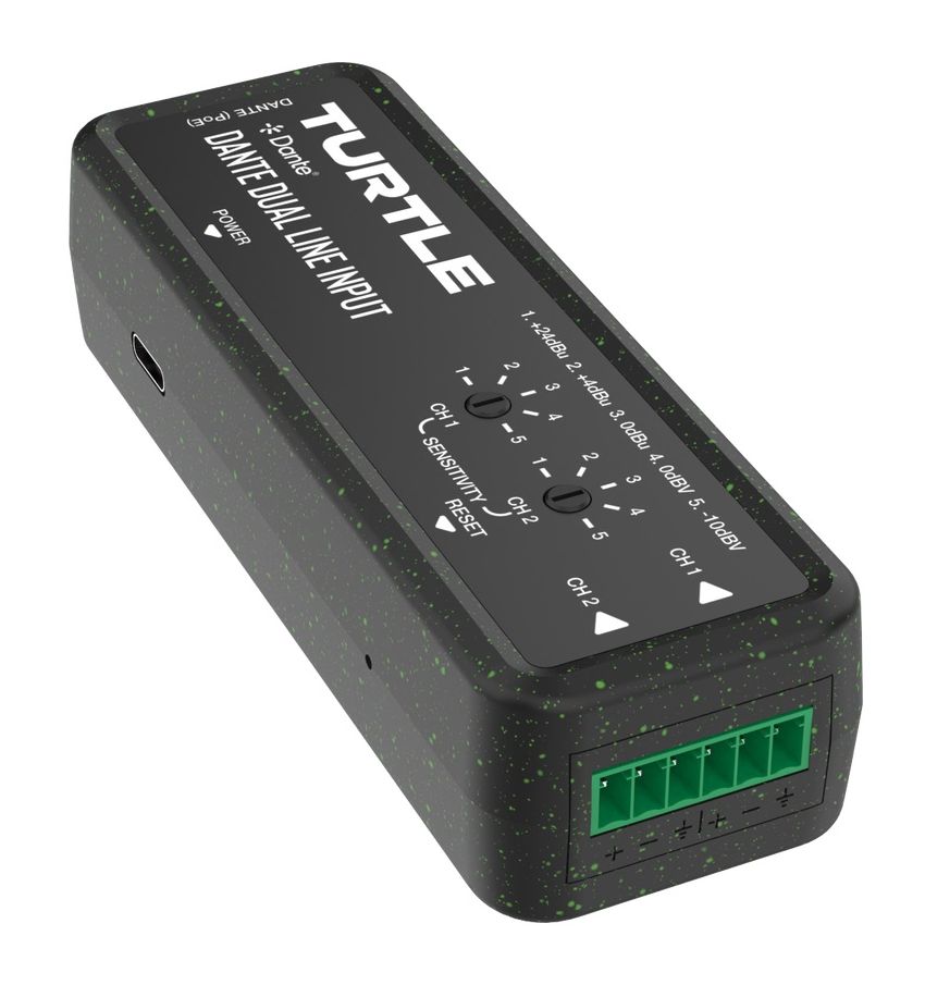 Turtle AV Dante Dual-ChannelAnalog Line Input Adapter