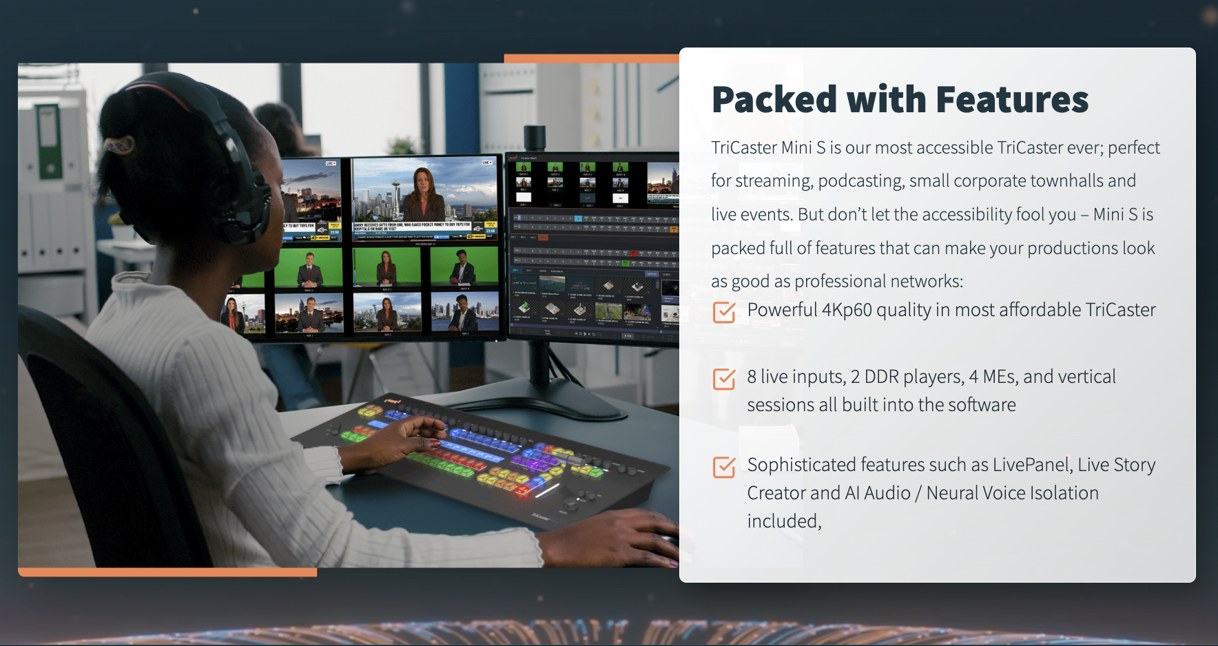 Tricaster Mini S ominaisuudet